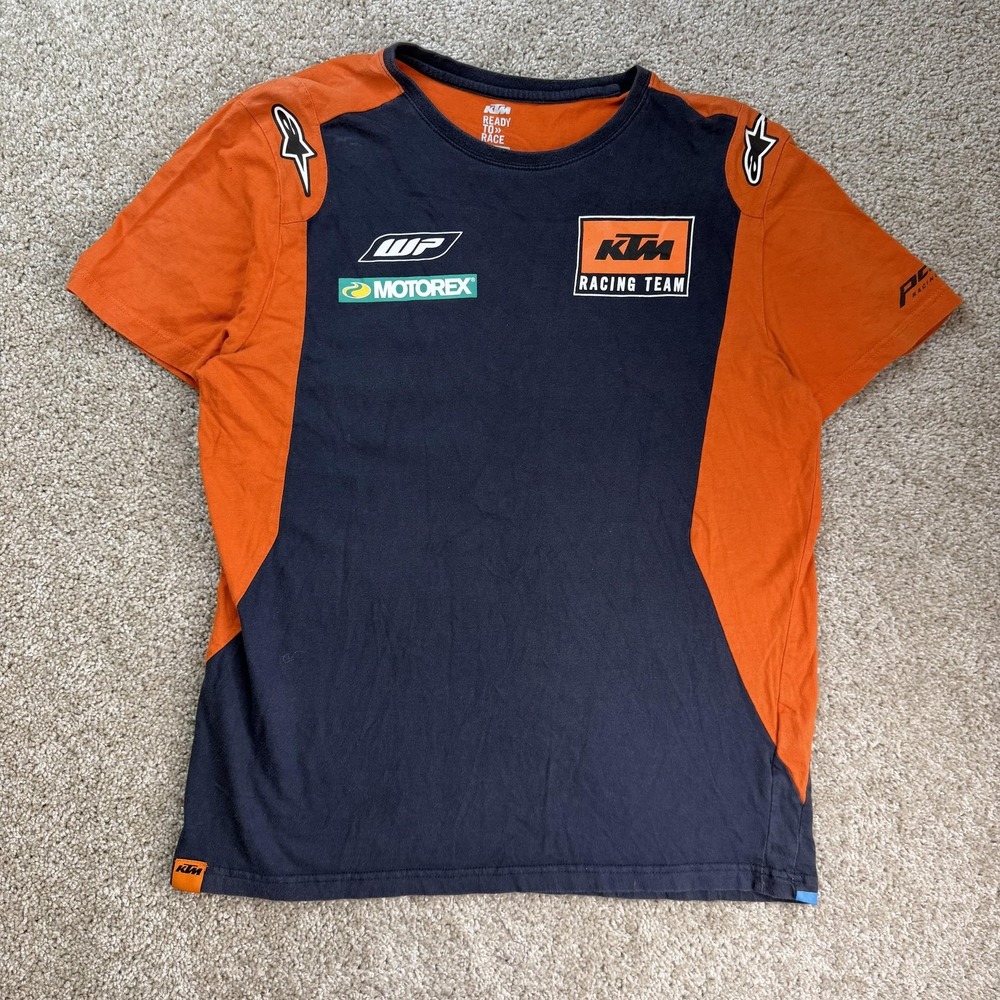 KTM Racing Team Shirt Mens Large Blue Orange Graphic Motorcycle Tee T-Shirt